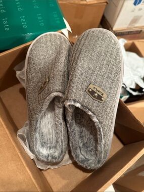 KURU Women's Heather Gray Knit Plush-Lined Slip-On Slippers